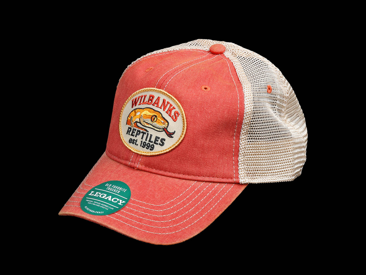 Wilbanks Reptiles Throwback Trucker Hat – Nantucket Red/Khaki