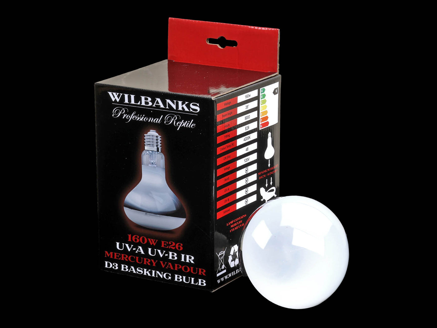 Wilbanks Professional Reptile - 160w Mercury Vapor UVA UVB IR Bulb