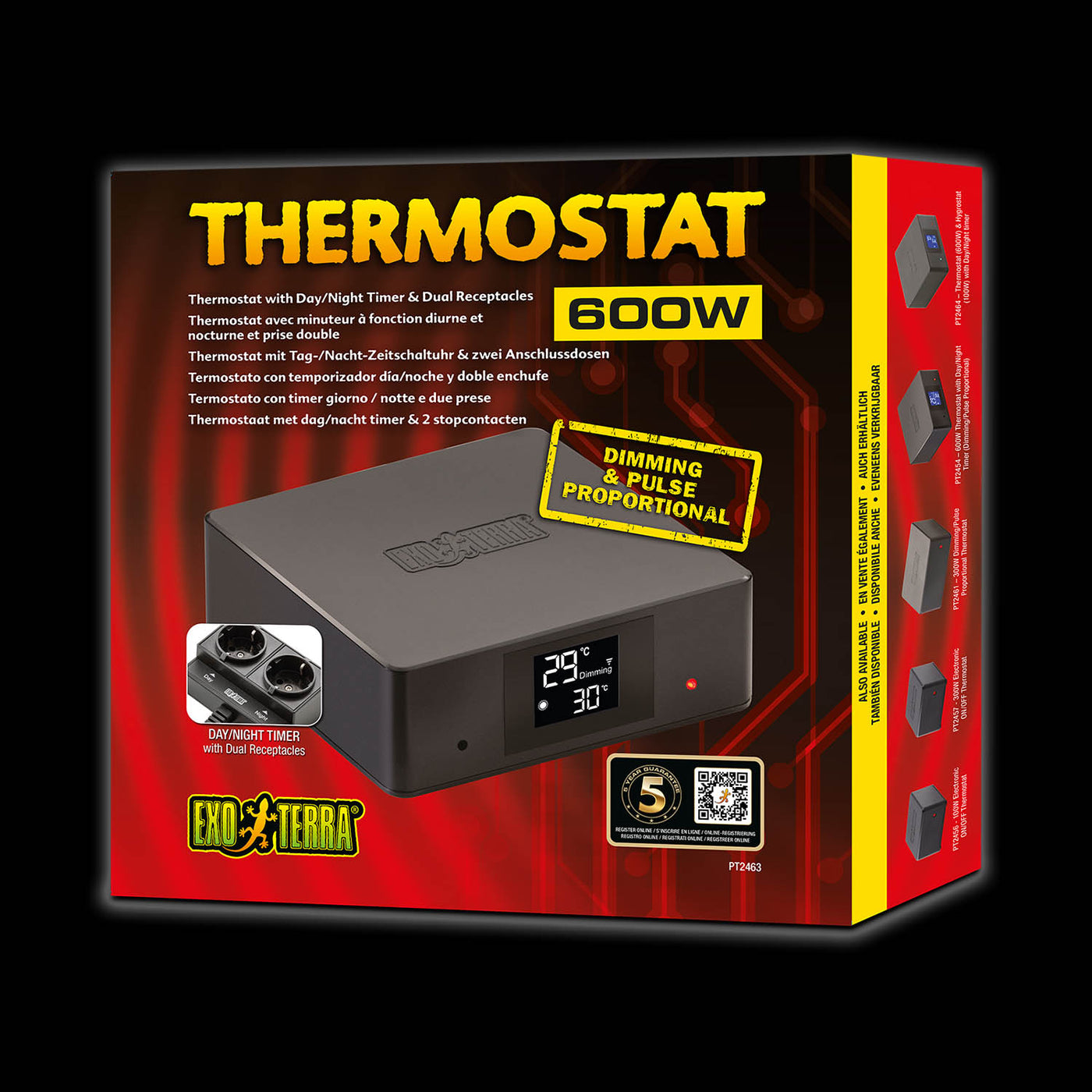 Exo Terra 600W Thermostat with Day/Night Timer & Dual Sockets